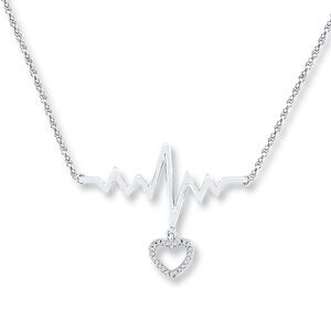 Heartbeat Necklace Diamond Heart ❤️ 1/20 ct tw Sterling Silver